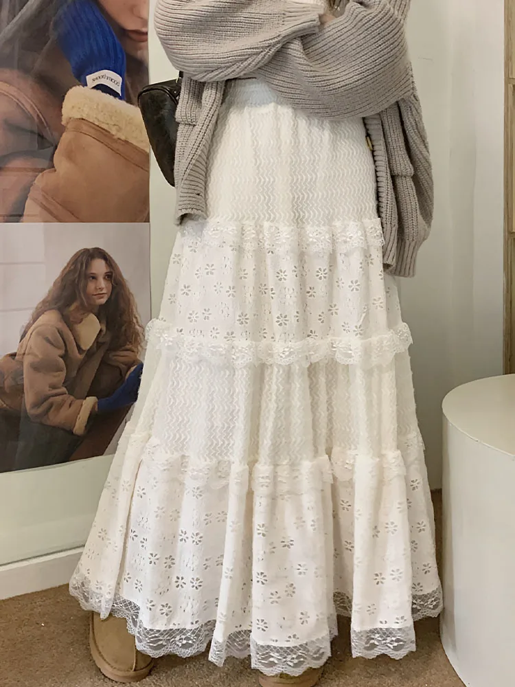 Lace Long Skirt Women Elegant Fashion Maxi Skirts Female Autumn Winter High Waist Skirt Ladies Sweet Loose Ruffles Cake Skirt
Lace Long Skirt Women Elegant Fashion Maxi Skirts Female Autumn Winter High Waist Skirt Ladies Sweet Loose Ruffles Cake Skirt