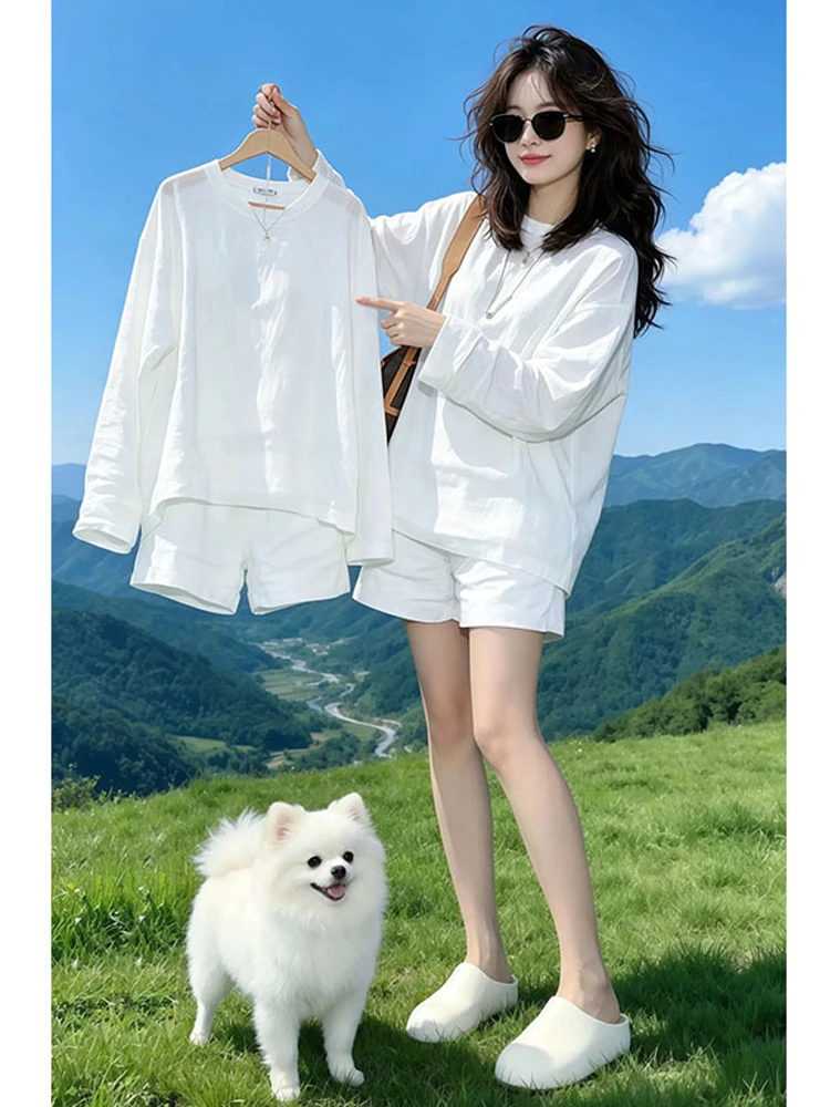 Casual Fashionable Women's Two-Piece Set Summer 2026 Loose Slim Long Sleeve T-Shirt Short Pants Breathable Midweight Polyester
Casual Fashionable Women's Two-Piece Set Summer 2026 Loose Slim Long Sleeve T-Shirt Short Pants Breathable Midweight Polyester