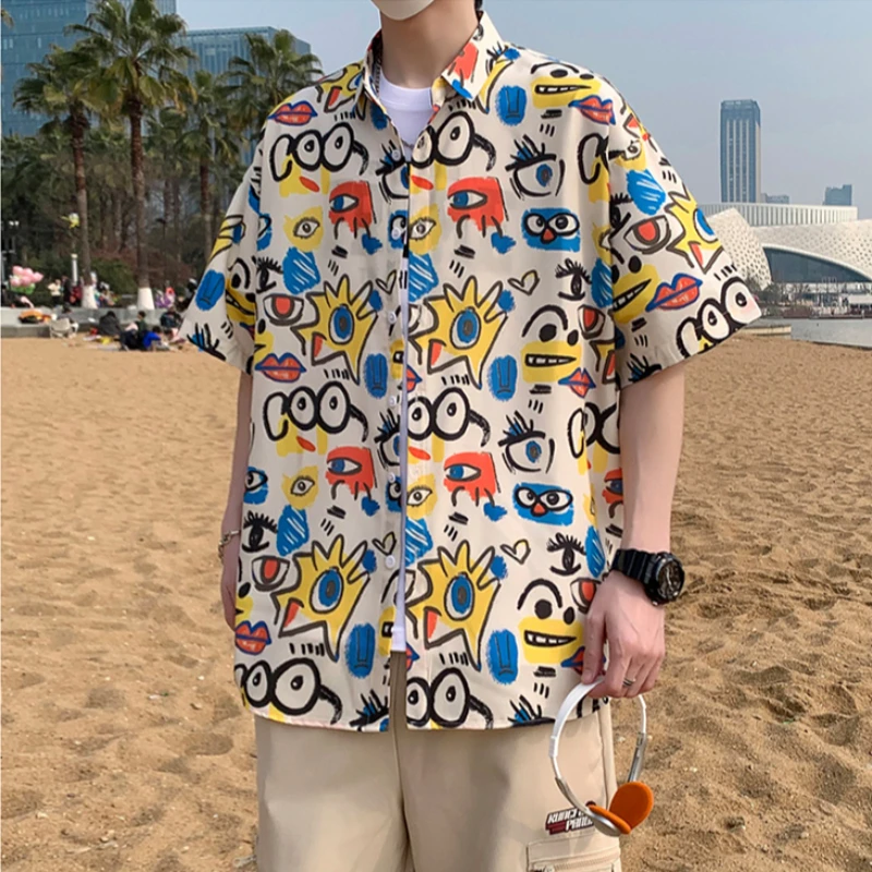 Fashion Streetwear Graffiti Print Short Sleeve Loose Men's Floral Hawaiian Shirts Summer Vacation Beach Button Up Men Shirt 5XL
Fashion Streetwear Graffiti Print Short Sleeve Loose Men's Floral Hawaiian Shirts Summer Vacation Beach Button Up Men Shirt 5XL