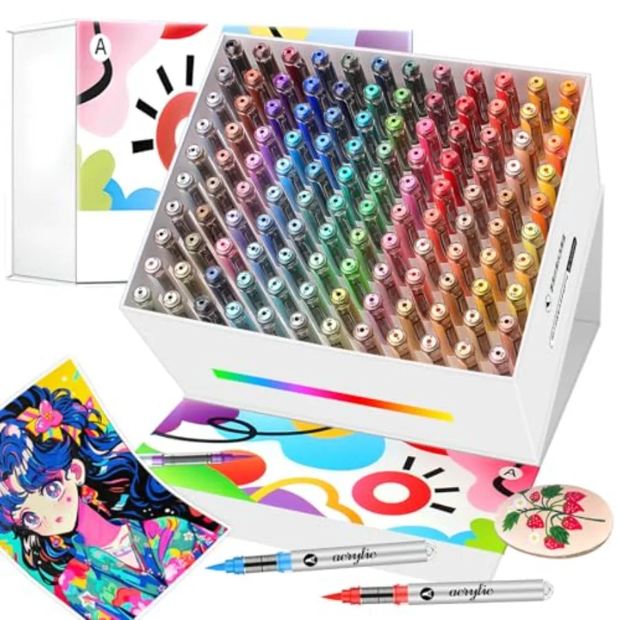 120 Color Acrylic Paint Markers Soft Brush Tip Acrylic Paint Pens and paint markers for Stone, Canvas, Wood, Glass, Rocksand Fa
120 Color Acrylic Paint Markers Soft Brush Tip Acrylic Paint Pens and paint markers for Stone, Canvas, Wood, Glass, Rocksand Fa