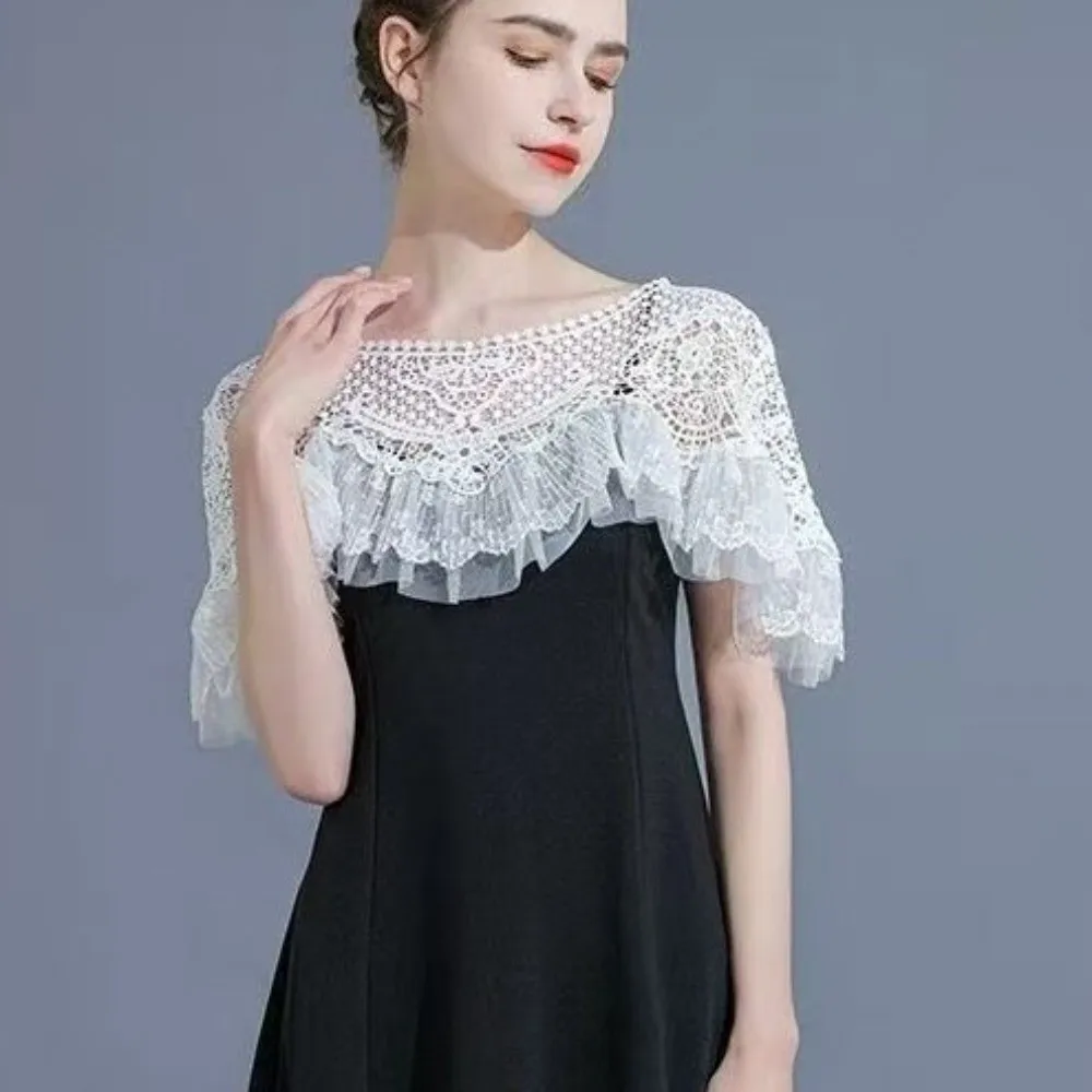 New Vintage Cheongsam Crochet Tippet Lace Ruffle Hollow-Out Shawl Polyester Black Shawl Cape Coat Parties
New Vintage Cheongsam Crochet Tippet Lace Ruffle Hollow-Out Shawl Polyester Black Shawl Cape Coat Parties