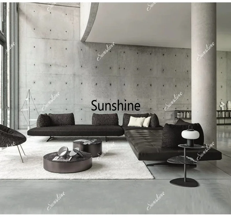 Italian minimalist black sofa living room design double-sided sitting movable straight row small apartment
Italian minimalist black sofa living room design double-sided sitting movable straight row small apartment