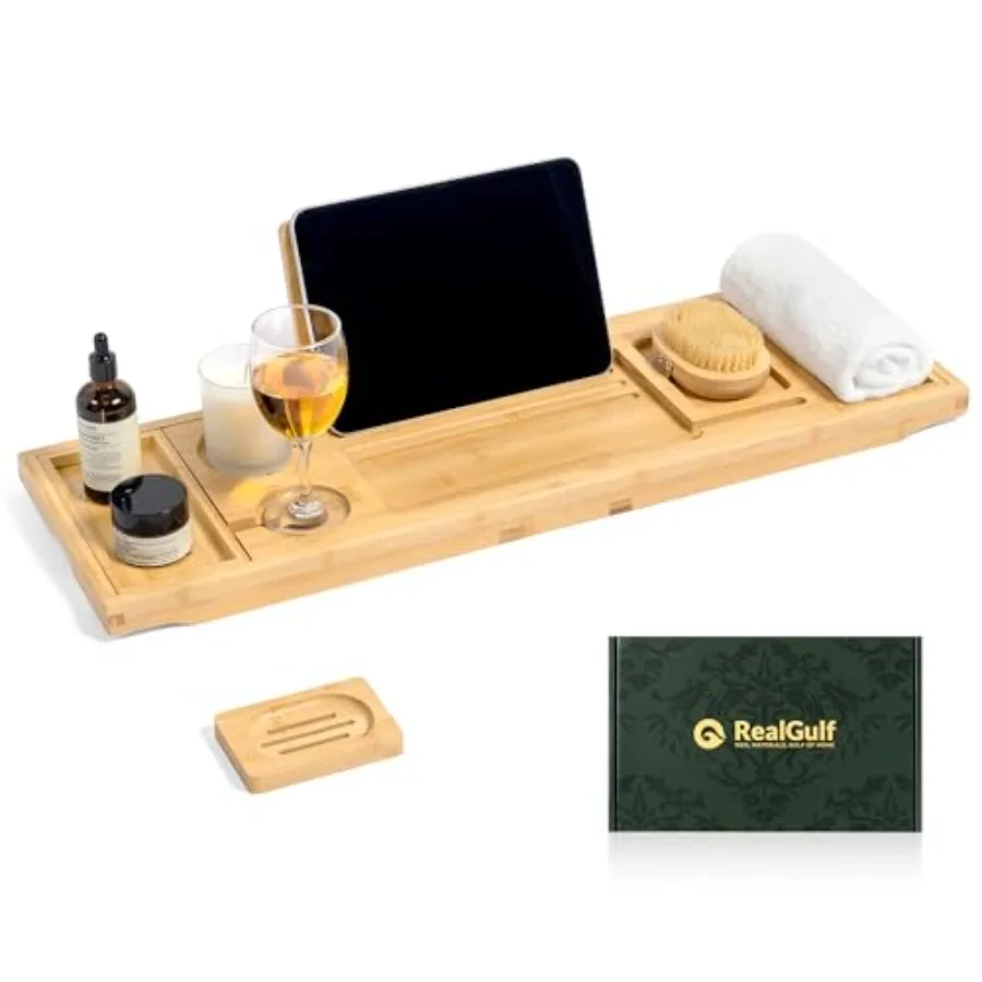 Bamboo Bathtub Tray Bath Caddy with Wine Glass Holder Phone Dock and Book Stand Hands-Free Reading and Ultimate Spa Relaxation
Bamboo Bathtub Tray Bath Caddy with Wine Glass Holder Phone Dock and Book Stand Hands-Free Reading and Ultimate Spa Relaxation