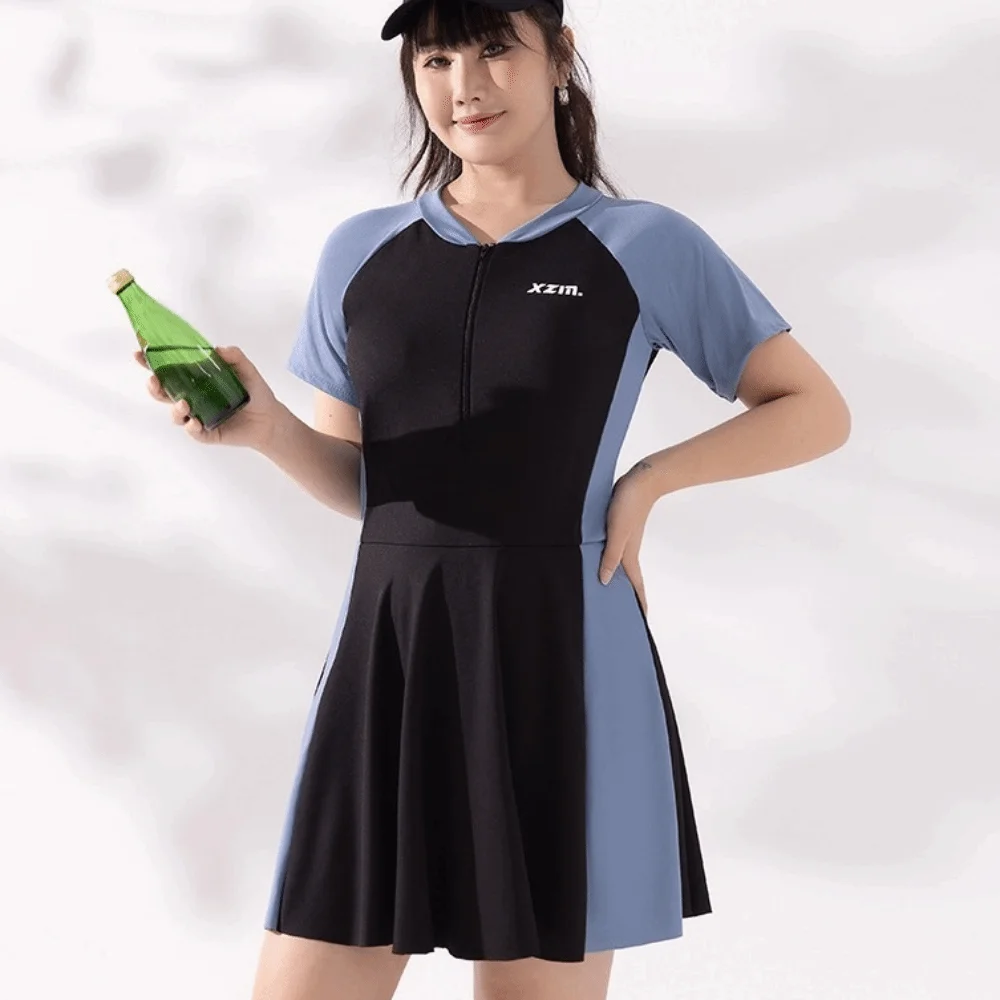 Beachwear Short Sleeve Swimsuit Loose Bikini Sun Protection Women Bathing Suit Blue Green Milk Ice Silk Swimwear Skirt
Beachwear Short Sleeve Swimsuit Loose Bikini Sun Protection Women Bathing Suit Blue Green Milk Ice Silk Swimwear Skirt