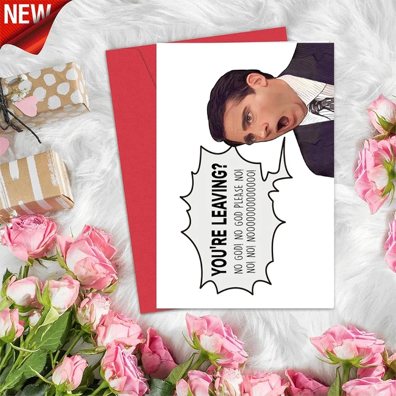 Funny Michael Scott You're Leaving Greeting Card, The Office Themed Farewell Goodbye Card for Coworker Friend
Funny Michael Scott You're Leaving Greeting Card, The Office Themed Farewell Goodbye Card for Coworker Friend