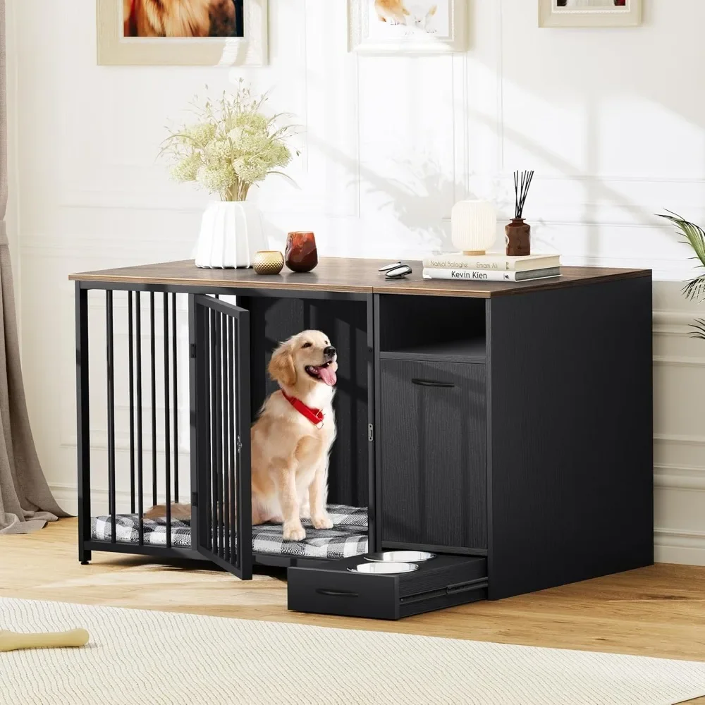 Dog Crate Furniture with Feeder Bowls,Breed Dog Kennel with Storage Drawer, Heavy Duty Dog House TV Stand Indoor for Medium Dogs
Dog Crate Furniture with Feeder Bowls,Breed Dog Kennel with Storage Drawer, Heavy Duty Dog House TV Stand Indoor for Medium Dogs