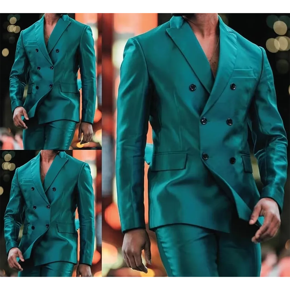 Green Satin Men's Suit 2 Piecs Jacket Pants Peak Lapel Formal Occasion Suits Banquet Coustom Made Clothing
Green Satin Men's Suit 2 Piecs Jacket Pants Peak Lapel Formal Occasion Suits Banquet Coustom Made Clothing