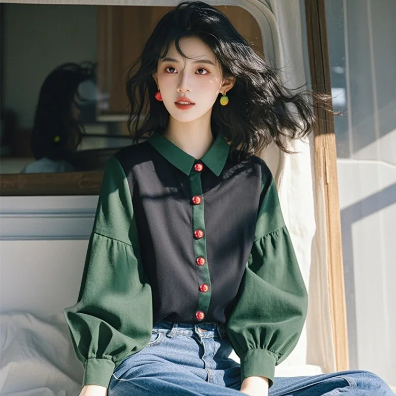 Vintage Women's Blouses Patchwork Korean Version Shirts Loose Spring/Autumn Clothing Turn-down Collar Long Sleeve Women Tops
Vintage Women's Blouses Patchwork Korean Version Shirts Loose Spring/Autumn Clothing Turn-down Collar Long Sleeve Women Tops