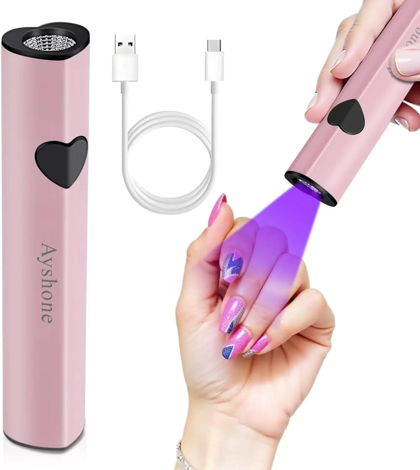 Cordless UV LED Nail Lamp, Rechargeable 8X-Faster USB Gel Nail Dryer, Pink
Cordless UV LED Nail Lamp, Rechargeable 8X-Faster USB Gel Nail Dryer, Pink