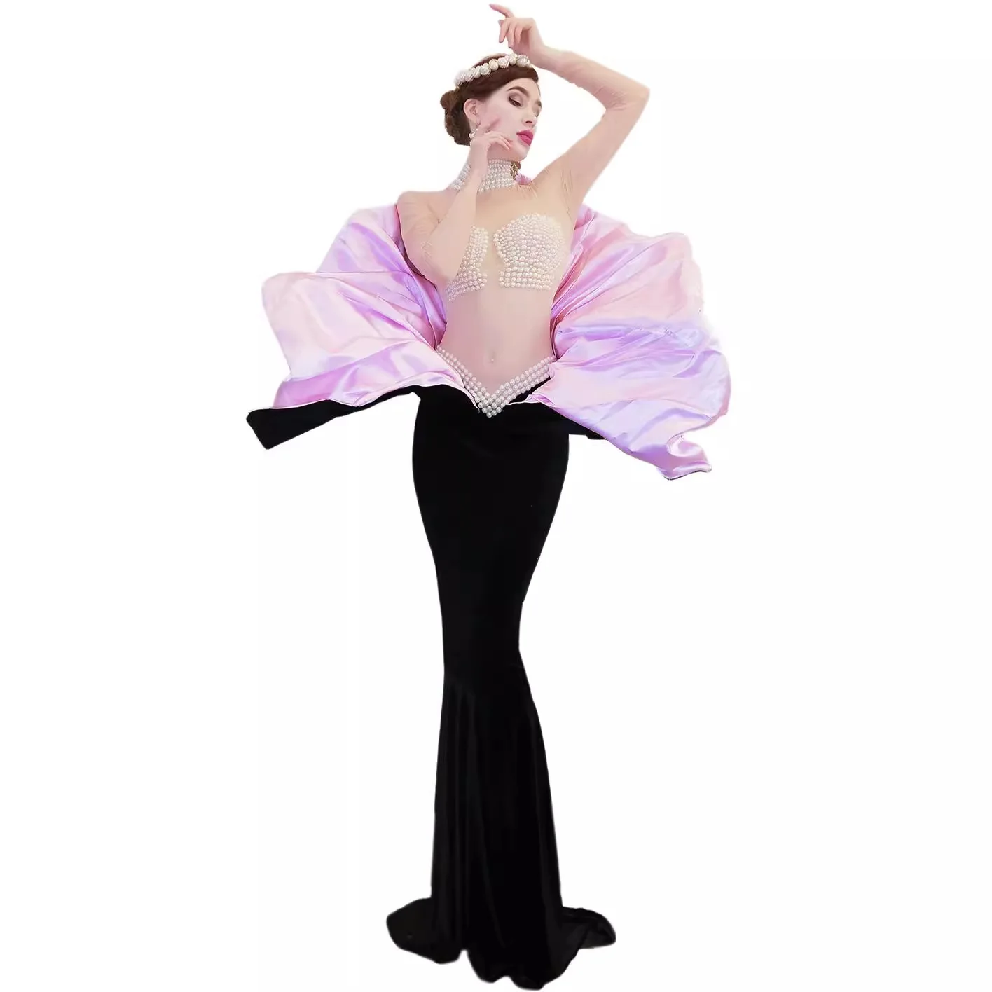 Nightclub Bar Female Singer Pearl Shell Dress Hip Wrap Long Sleeve Dress Shell Bead Performance Dress
Nightclub Bar Female Singer Pearl Shell Dress Hip Wrap Long Sleeve Dress Shell Bead Performance Dress