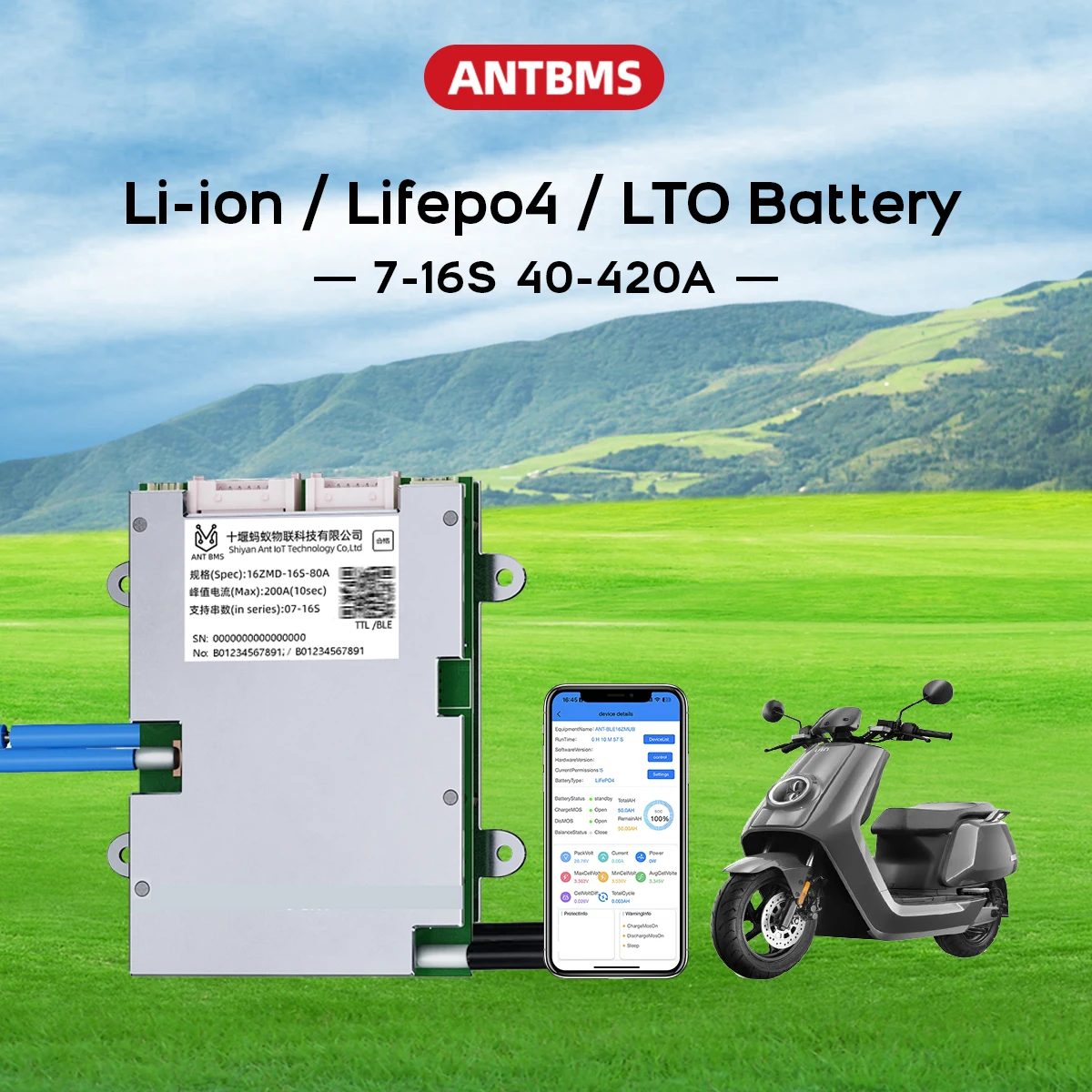 Ant bms 7S-16S 48V support Lifepo4 Li-ion LTO battery pack 80A 130A 400A 420A 10S 12S 13S 14S BT smart balance board for E-bike
Ant bms 7S-16S 48V support Lifepo4 Li-ion LTO battery pack 80A 130A 400A 420A 10S 12S 13S 14S BT smart balance board for E-bike