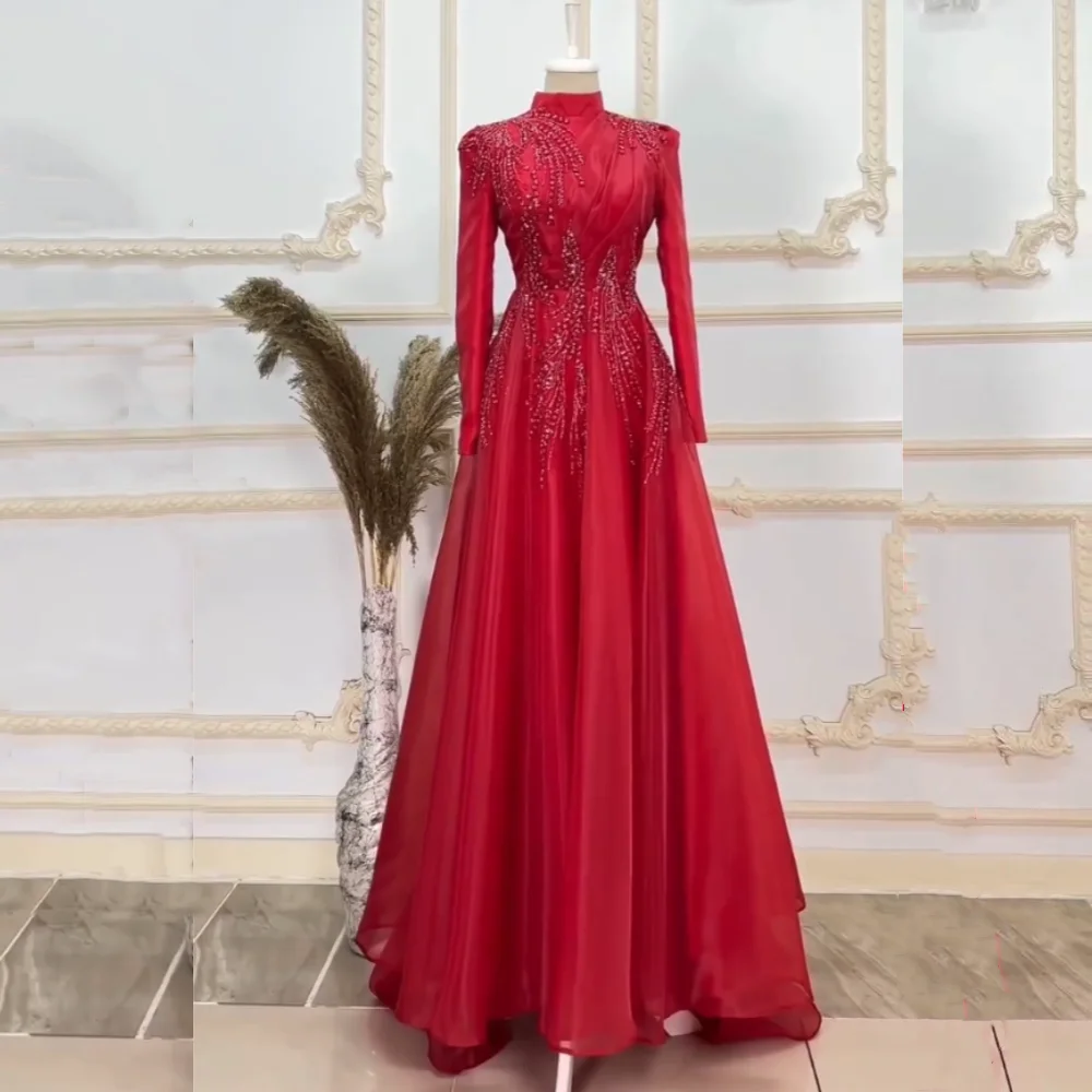 Customized Organza Sequined High Collar Floor-length Bespoke Occasion Dresses Wedding Gown Gorgeous Elegant Glitter Formal
Customized Organza Sequined High Collar Floor-length Bespoke Occasion Dresses Wedding Gown Gorgeous Elegant Glitter Formal