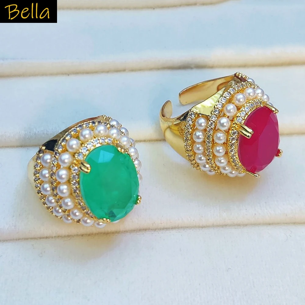 women opening ring vintage fushia green artificial gemstone mini pearls large ring dinner party daily wear gift
women opening ring vintage fushia green artificial gemstone mini pearls large ring dinner party daily wear gift