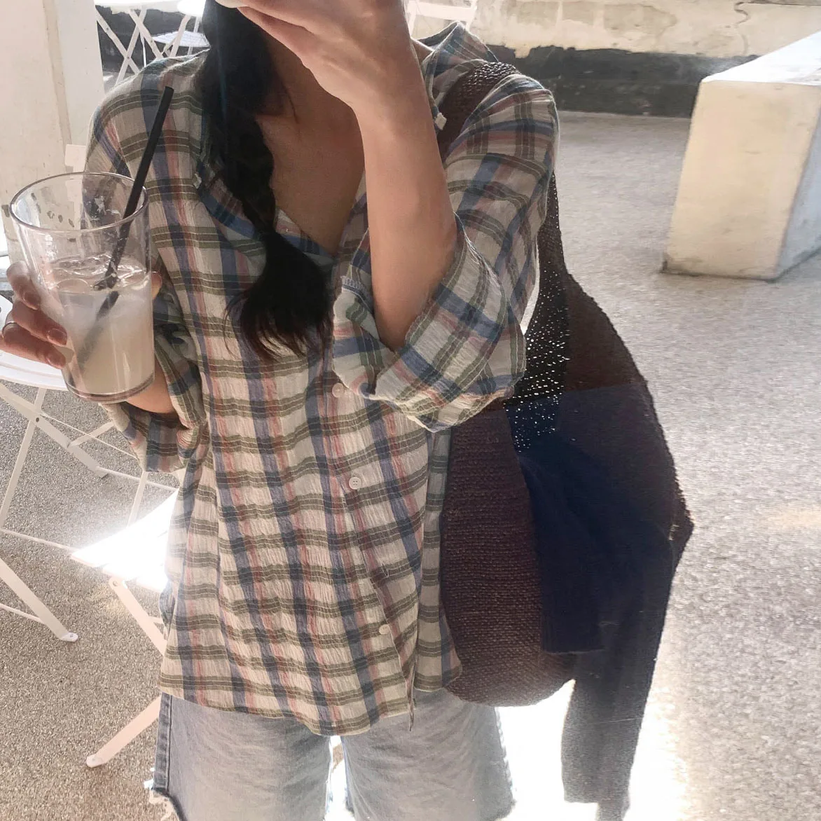 Loose Long Sve round Ne Blue Plaid Striped irt Casual Sle Women's Spring 2026 Korean Lazy Faion Outerwear
Loose Long Sve round Ne Blue Plaid Striped irt Casual Sle Women's Spring 2026 Korean Lazy Faion Outerwear