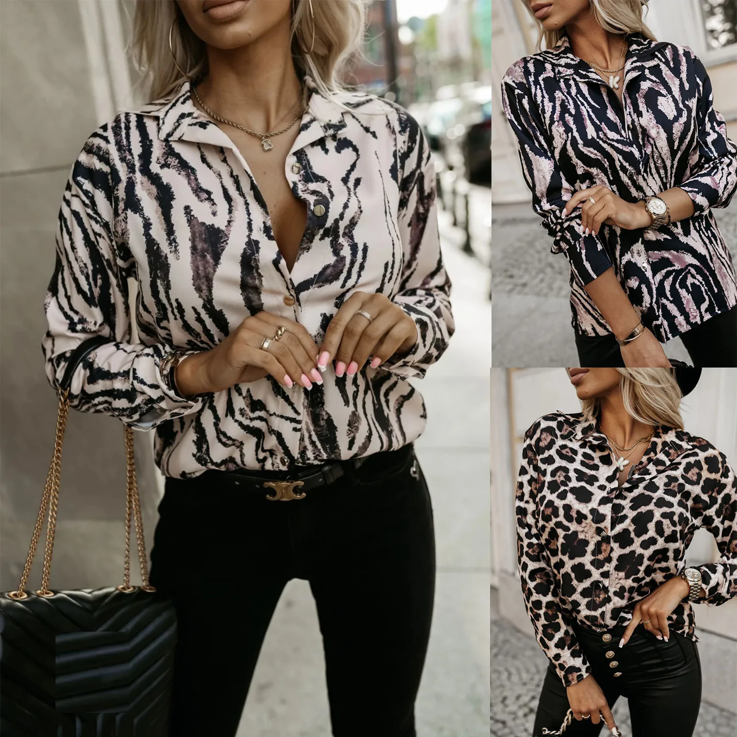 Women's Clothing Zebra Leopard Print Shirt Long-sleeved Lapel Shirts Blouse Top Summer Fashion Sexy
Women's Clothing Zebra Leopard Print Shirt Long-sleeved Lapel Shirts Blouse Top Summer Fashion Sexy