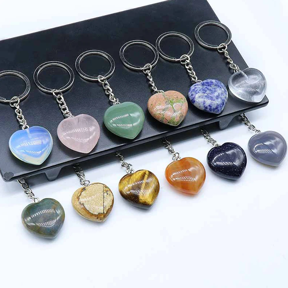 Natural Rose Quartz Crystal Heart-shaped Keyring Aventurine Sodalite Agate Gemstone Keychain Pendant Accessories
Natural Rose Quartz Crystal Heart-shaped Keyring Aventurine Sodalite Agate Gemstone Keychain Pendant Accessories
