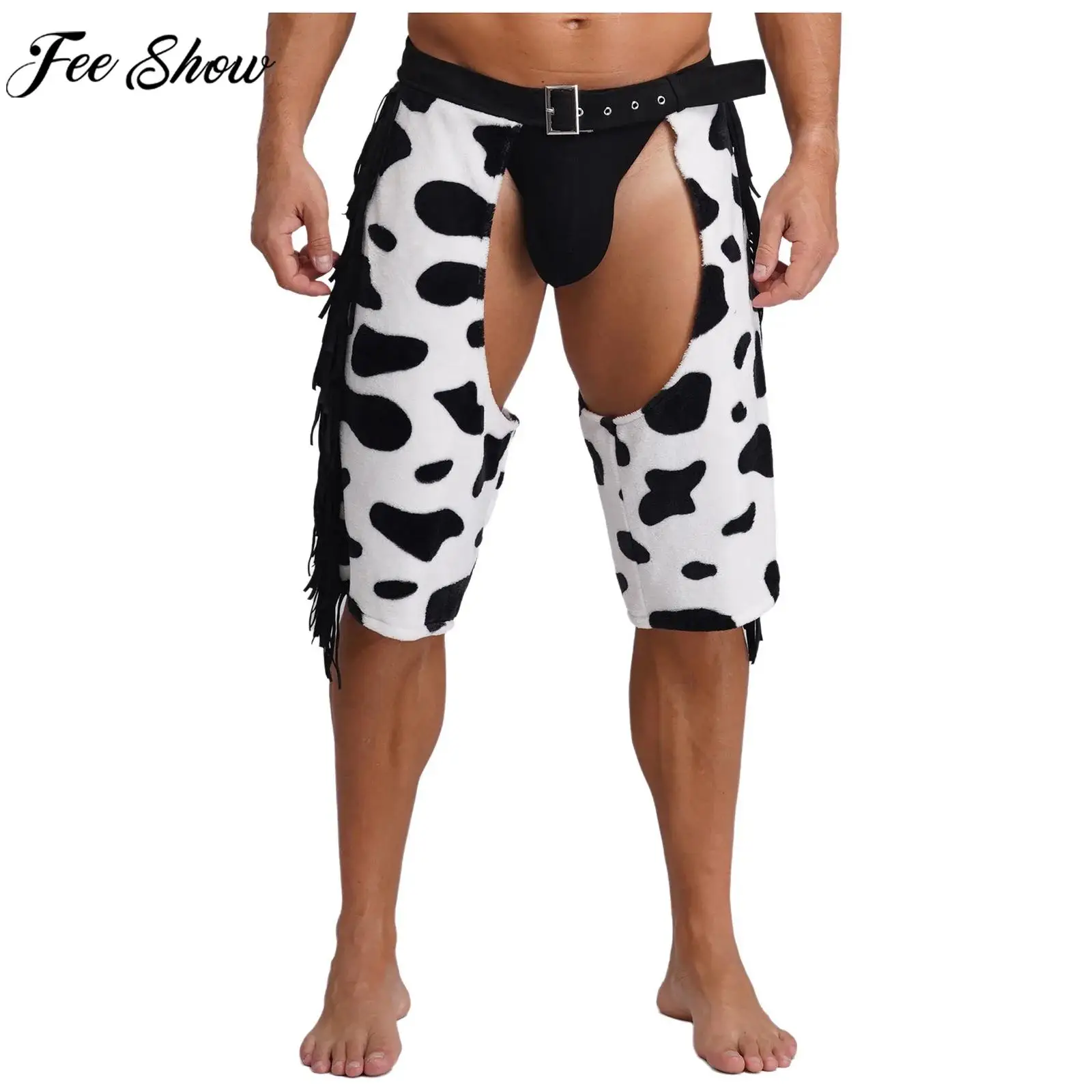 Men Halloween Vintage Western Cowboy Costume Tassels Cow Print Flannel Open Butts Crotchless Shorts Rave Party Nightclub Clothes
Men Halloween Vintage Western Cowboy Costume Tassels Cow Print Flannel Open Butts Crotchless Shorts Rave Party Nightclub Clothes