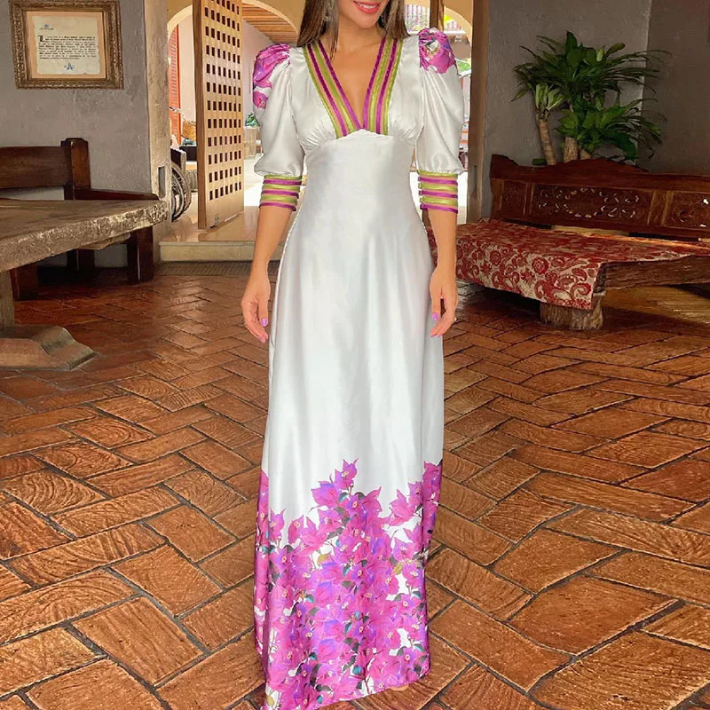 Fashion Printed Floral V-neck Evening Dress Women 2024 Pleat High Waist Formal Occasion Dress Elegant Puff Short Sleeve Dresses
Fashion Printed Floral V-neck Evening Dress Women 2024 Pleat High Waist Formal Occasion Dress Elegant Puff Short Sleeve Dresses