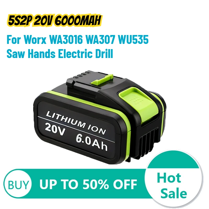 5S2P 20V 6000mAh Lithium Battery for Worx WA3016 WA307 WU535 Saw Hands Electric Drill High-Performance Rechargeable Battery
5S2P 20V 6000mAh Lithium Battery for Worx WA3016 WA307 WU535 Saw Hands Electric Drill High-Performance Rechargeable Battery