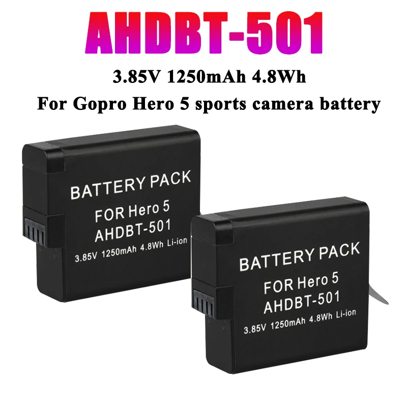 1250mAh AHDBT-501 Battery for GoPro Hero 7 6 5 Black Sports Camera AHDBT 501 Rechargeable Lithium Batteries
1250mAh AHDBT-501 Battery for GoPro Hero 7 6 5 Black Sports Camera AHDBT 501 Rechargeable Lithium Batteries