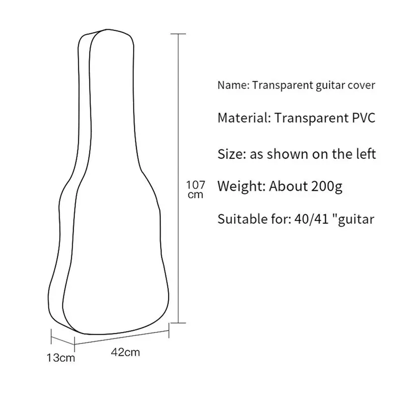 TUREBG Guitar Dust Cover Transparent Translucent Dust-Proof Waterproof Acoustic Electric Guitar Cover Protective Storage Bag
TUREBG Guitar Dust Cover Transparent Translucent Dust-Proof Waterproof Acoustic Electric Guitar Cover Protective Storage Bag