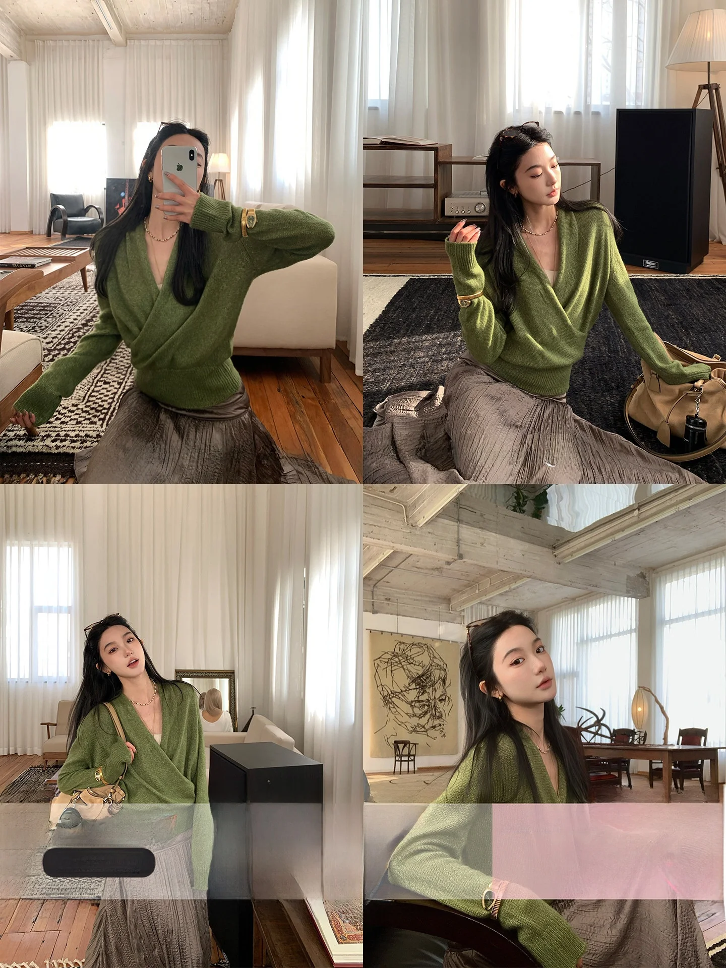 Elegant Decomposed Aesthetic Cashmere Silk Wool Knitted Sweater Korean Style Loose Fit Long Sleeve V-Neck Daily Wear for Women
Elegant Decomposed Aesthetic Cashmere Silk Wool Knitted Sweater Korean Style Loose Fit Long Sleeve V-Neck Daily Wear for Women