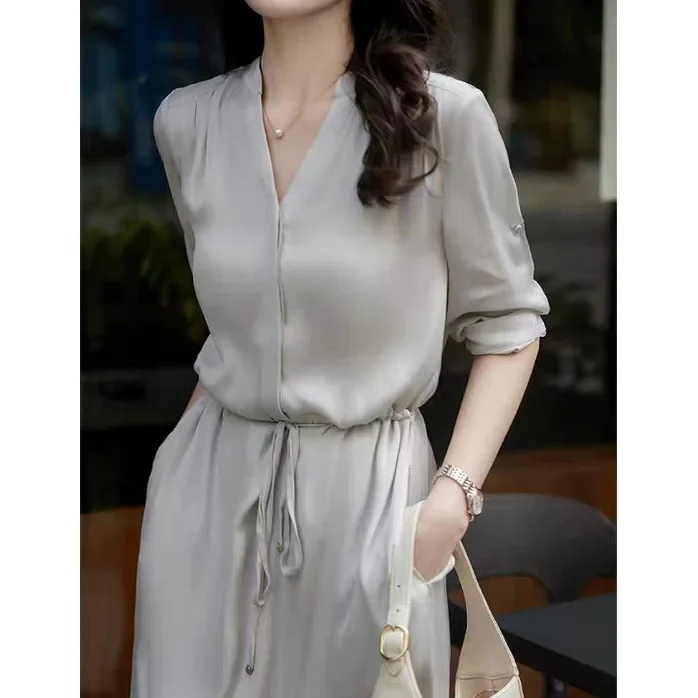 Fimtairah 100% silk mulberry silk dress 2 color 2024 summer new women's dress Hangzhou medium long silk skirt
Fimtairah 100% silk mulberry silk dress 2 color 2024 summer new women's dress Hangzhou medium long silk skirt
