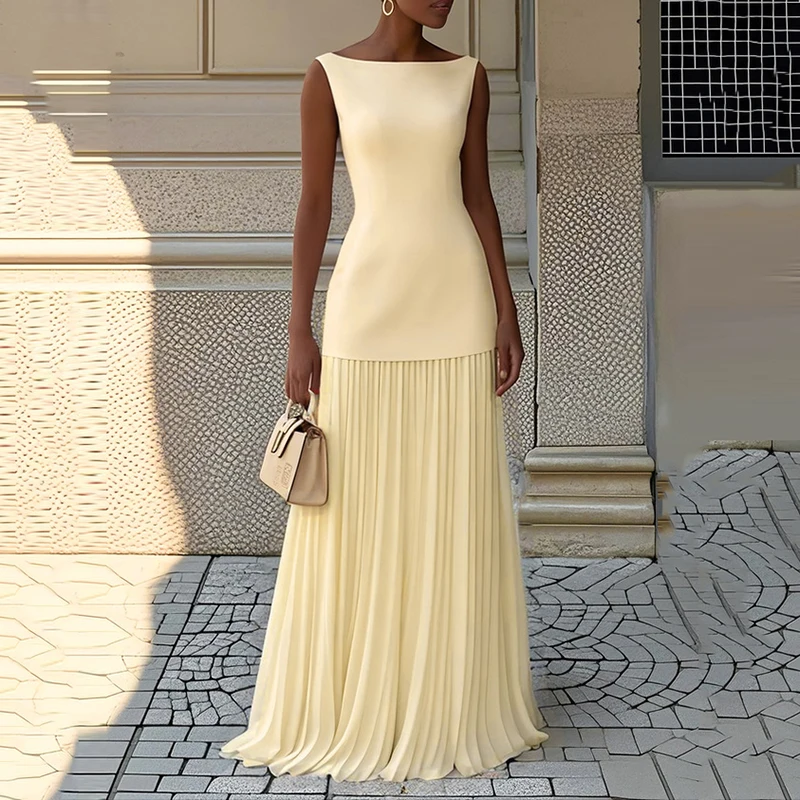 Spring Summer New Women's Pleated Skirt 2 Piece Set Elegant Solid Color O Neck Sleeveless Slim Vest Knitted Long Skirt Suits
Spring Summer New Women's Pleated Skirt 2 Piece Set Elegant Solid Color O Neck Sleeveless Slim Vest Knitted Long Skirt Suits