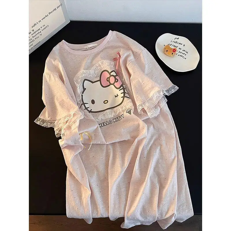 Sanrio Cute Nightgown Hello Kittys Cartoon Pajamas Sweet New Style Girl Fashion Home Clothes Comfortable Breathable Simple Trend 
Sanrio Cute Nightgown Hello Kittys Cartoon Pajamas Sweet New Style Girl Fashion Home Clothes Comfortable Breathable Simple Trend