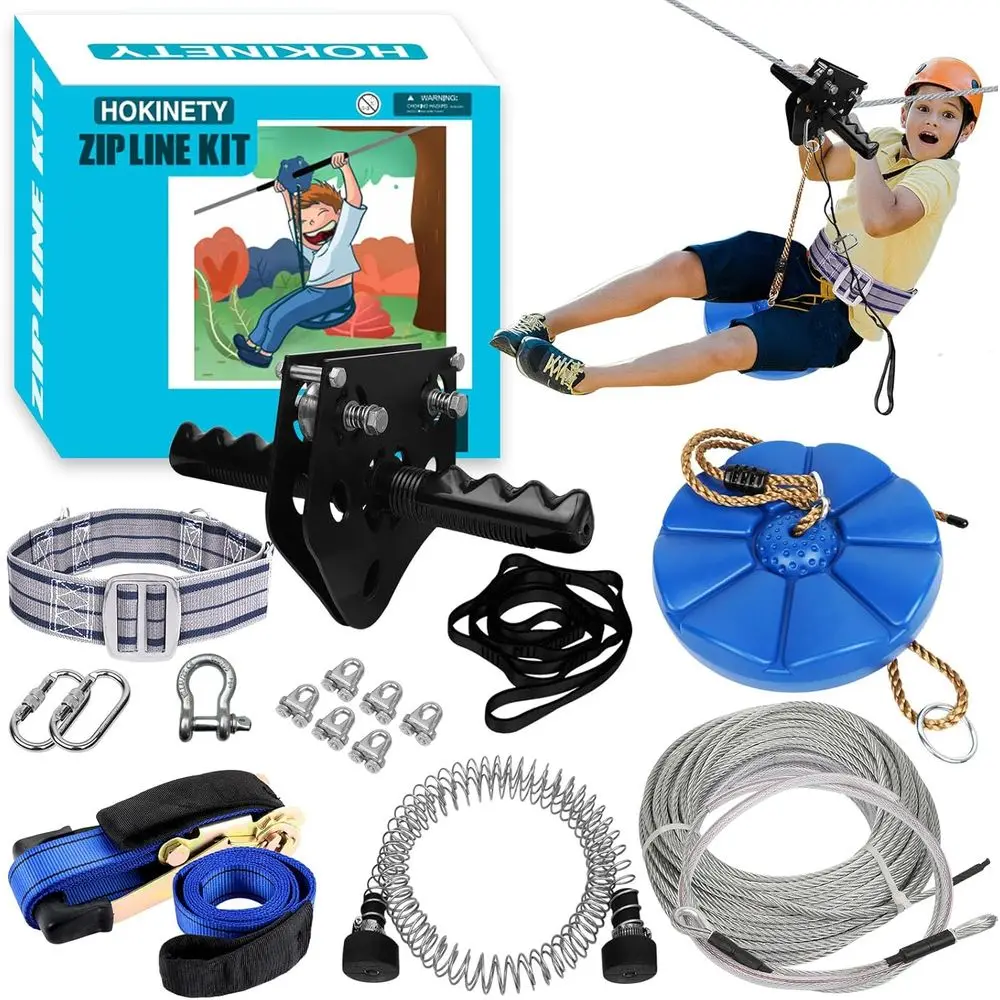 Heavy-Duty Zipline Kit for Kids and Adults Up to 450lbs, Rust-Resistant with Removable Trolley Swing Seat and Safety Brake
Heavy-Duty Zipline Kit for Kids and Adults Up to 450lbs, Rust-Resistant with Removable Trolley Swing Seat and Safety Brake