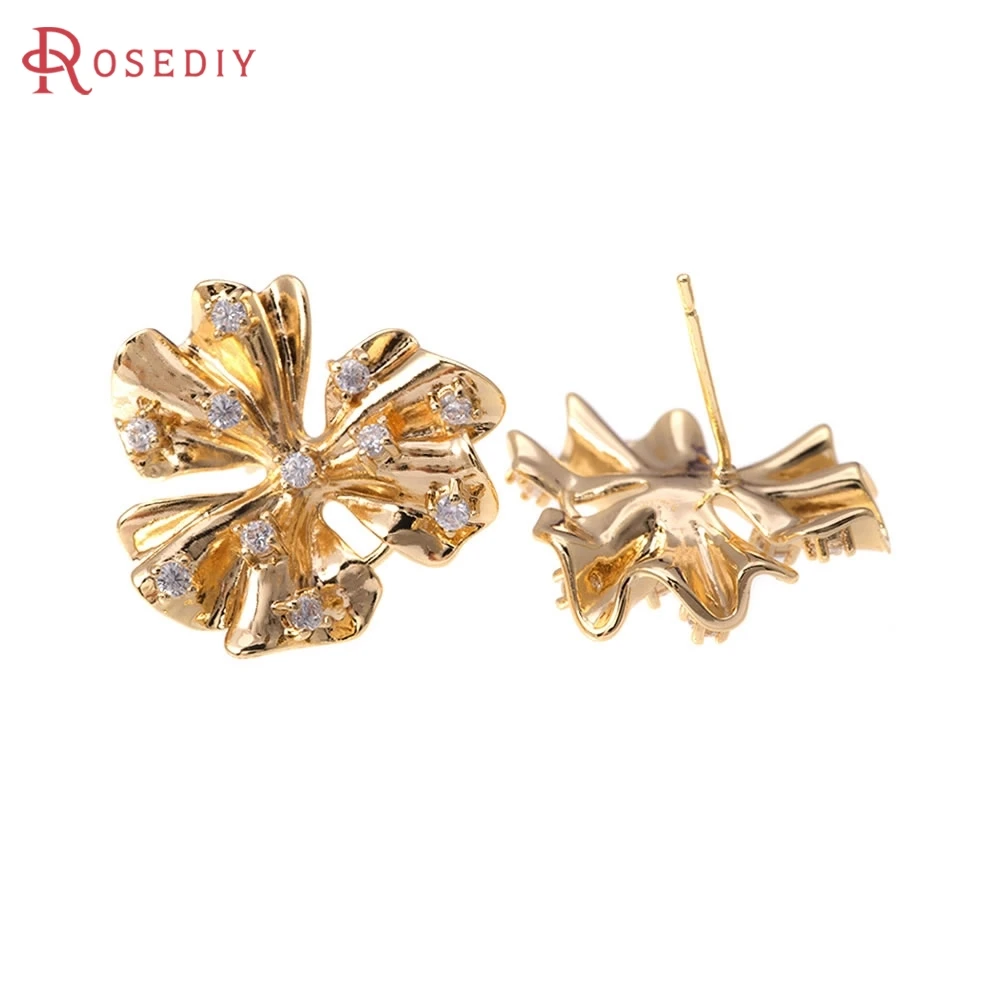 4PCS 18K Gold Color Brass Zircon Flower Stud Earrings Pins Earrings High Quality Women's Earrings Jewelry Making Diy Accessories
4PCS 18K Gold Color Brass Zircon Flower Stud Earrings Pins Earrings High Quality Women's Earrings Jewelry Making Diy Accessories