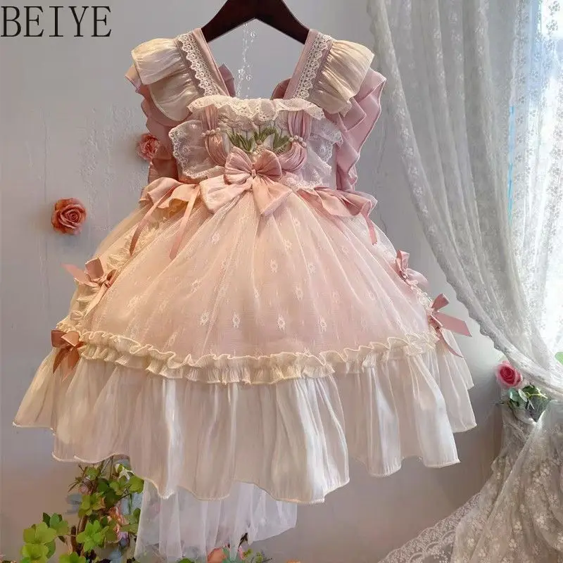 Kids Princess Dress Suspender Birthday Tutu Pink Kawaii Short Cute Lolita Style Girls Party Dresses Summer 2026 New
Kids Princess Dress Suspender Birthday Tutu Pink Kawaii Short Cute Lolita Style Girls Party Dresses Summer 2026 New