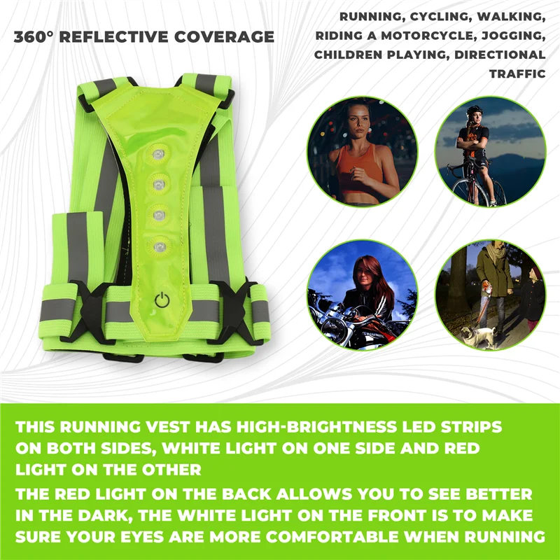 LED Reflective Running Vest,Adjustable Elastic Running Safety Gear LED Light Up Vest Perfect For Running,Walking,Cycling
LED Reflective Running Vest,Adjustable Elastic Running Safety Gear LED Light Up Vest Perfect For Running,Walking,Cycling