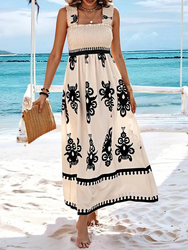 Summer Sexy Halter Beach Holiday For Women's Sundress Fashion Print Elasticated Chest Simple Elegant Female Party Dresses
Summer Sexy Halter Beach Holiday For Women's Sundress Fashion Print Elasticated Chest Simple Elegant Female Party Dresses
