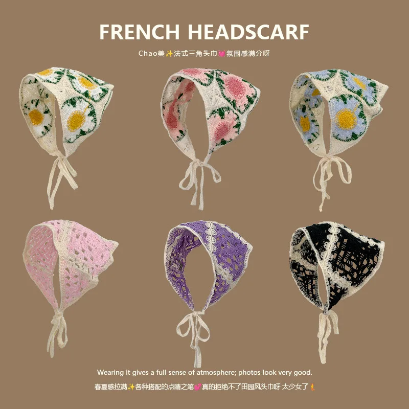 Colorful Knitted Triangle Bandana Lace Edge French Retro Hair Wrap for Women Girls Countryside Style Breathable Soft Lightweight
Colorful Knitted Triangle Bandana Lace Edge French Retro Hair Wrap for Women Girls Countryside Style Breathable Soft Lightweight