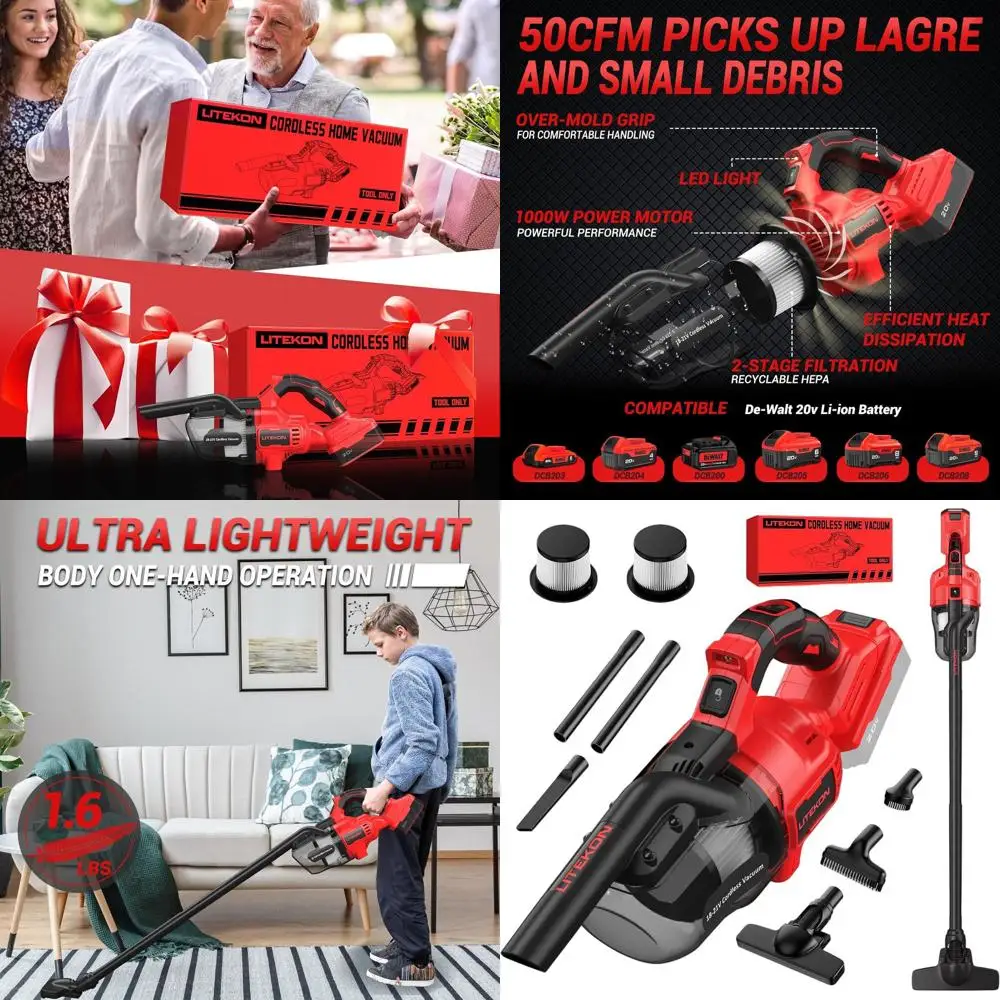 20V Cordless Vacuum, 20000Pa Power, HEPA Filter, 5-in-1 Portable Electric Vacuum with LED Light for Various Surfaces (No Battery
20V Cordless Vacuum, 20000Pa Power, HEPA Filter, 5-in-1 Portable Electric Vacuum with LED Light for Various Surfaces (No Battery