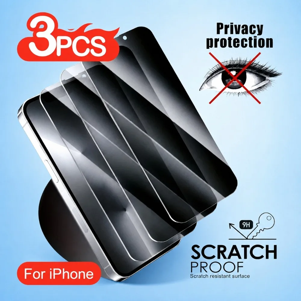 3Pcs Privacy Full Screen Protector for iPhone 17 16 15 14 Pro Max 16e 17e Air 15 14 Plus 13 12 11 Pro 9H Hardness Tempered Glass
3Pcs Privacy Full Screen Protector for iPhone 17 16 15 14 Pro Max 16e 17e Air 15 14 Plus 13 12 11 Pro 9H Hardness Tempered Glass