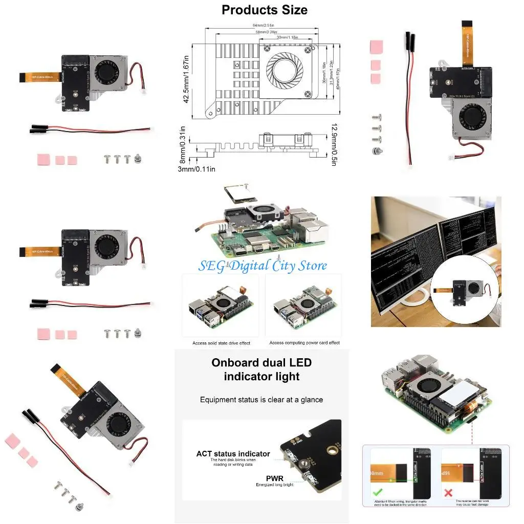 U75B High Performances High Efficiency PCIe M.2 NVMe SSD Expansion Module with Fan for Motherboards 1.39CFM Air Volumes