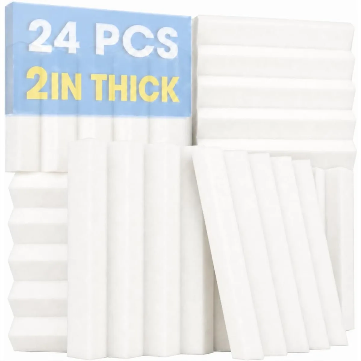 Acoustic Panels 24 Pack Wedge Sound Absorbing Tiles 10x10x1 Inches, High Density Studio Noise Cancellation, Fire Retardant White
Acoustic Panels 24 Pack Wedge Sound Absorbing Tiles 10x10x1 Inches, High Density Studio Noise Cancellation, Fire Retardant White