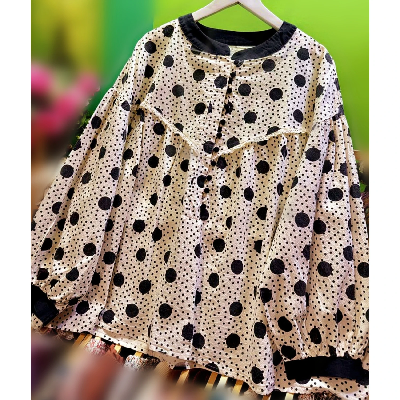 Vintage Cotton Polka Dots Lace Long Sleeve Loose Blouse Women Retro Chic Sweet Cute Shabby Chic Kawaii Korean Style Shirt Tops
Vintage Cotton Polka Dots Lace Long Sleeve Loose Blouse Women Retro Chic Sweet Cute Shabby Chic Kawaii Korean Style Shirt Tops
