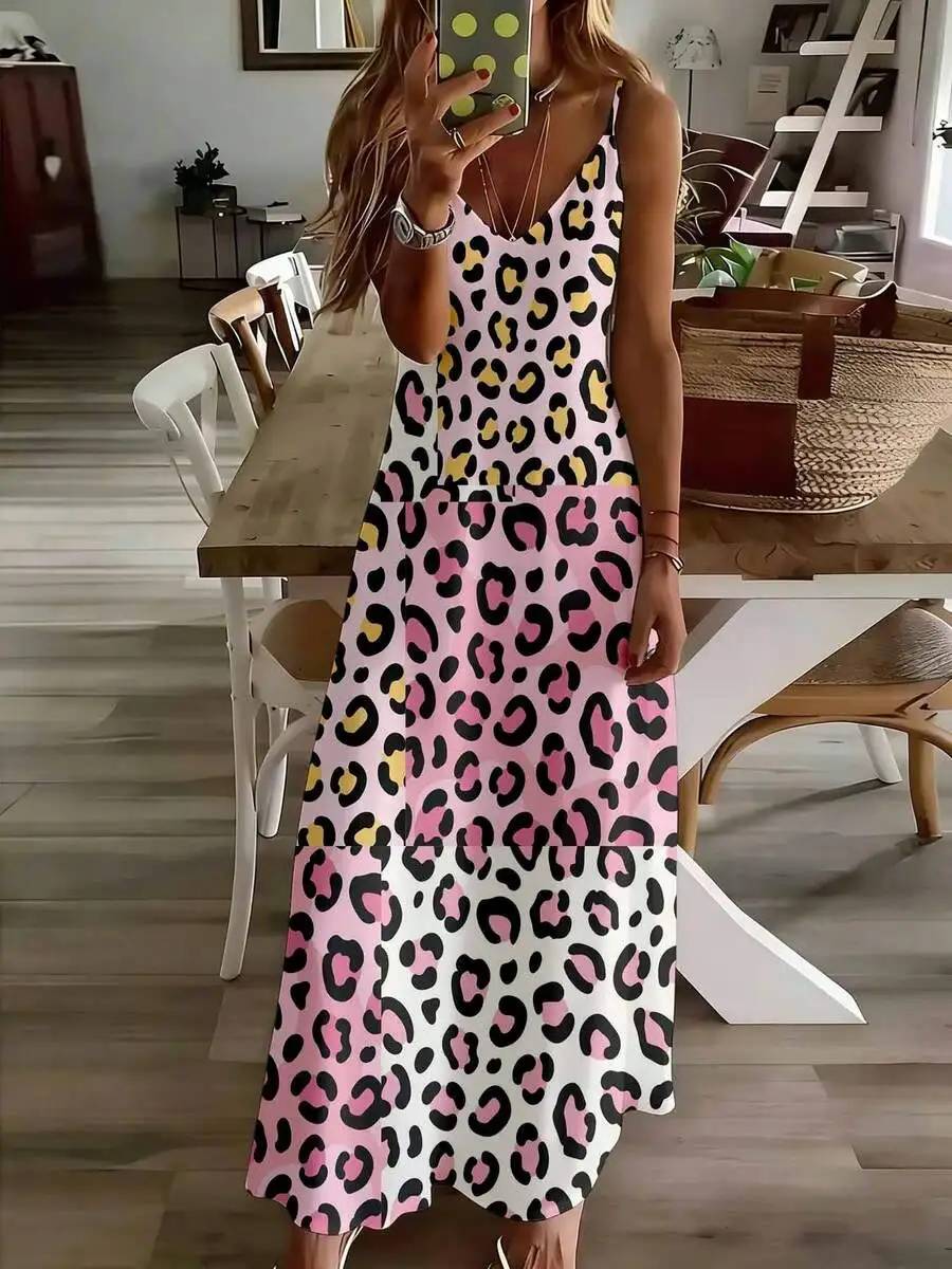 Pink Leopard Print Sleeveless Midi Dress For Women Summer Casual Leisure Wear
Pink Leopard Print Sleeveless Midi Dress For Women Summer Casual Leisure Wear