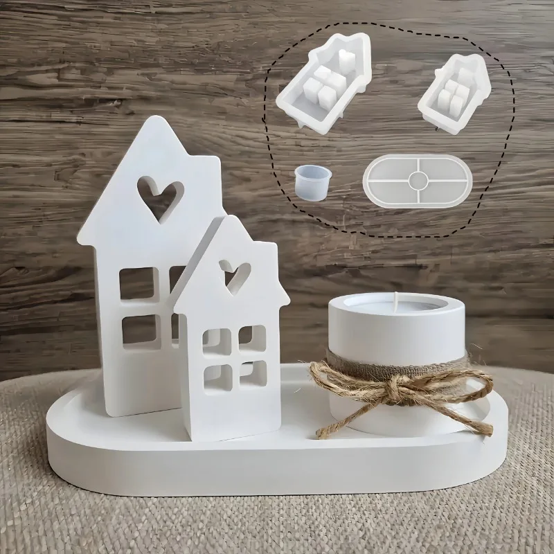 Latest 4Pcs Silicone Mold Set Heart Chimney House Oval Tray Cylinder Candle Holder Plaster Craft
Latest 4Pcs Silicone Mold Set Heart Chimney House Oval Tray Cylinder Candle Holder Plaster Craft
