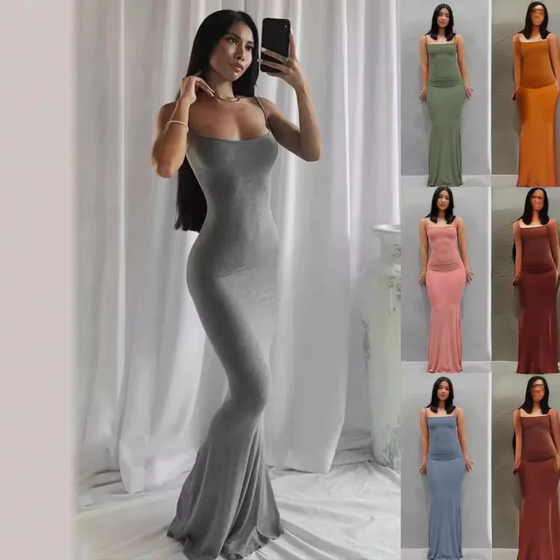 Women Mermaid Dress Solid Color Spaghetti Strap Slim Fit Elegant Casual Home Lounge Korean Y2K Streetwear Dress
Women Mermaid Dress Solid Color Spaghetti Strap Slim Fit Elegant Casual Home Lounge Korean Y2K Streetwear Dress