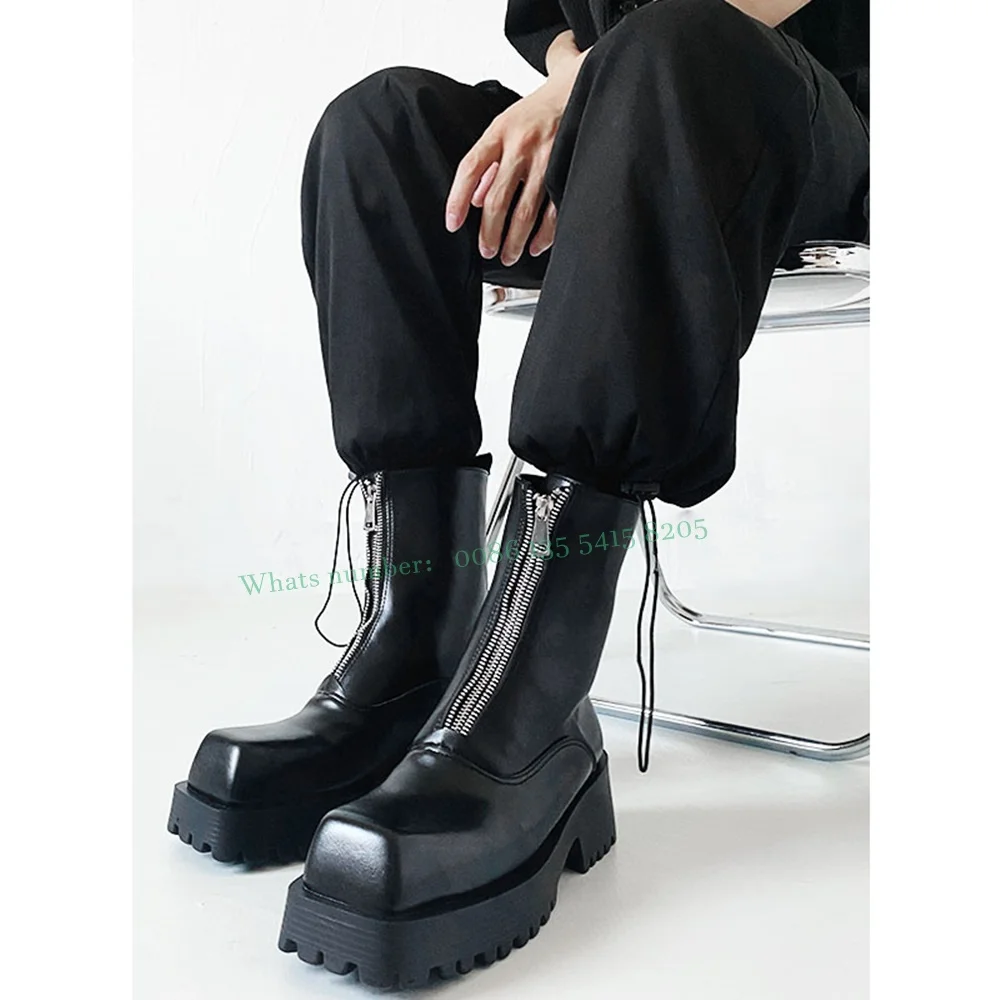 British Square Toe Chelsea Boots for Male Lovers Black Leather Medium Top Thick Soled Short Boots Solid Front Zipper Casual Shoe
British Square Toe Chelsea Boots for Male Lovers Black Leather Medium Top Thick Soled Short Boots Solid Front Zipper Casual Shoe