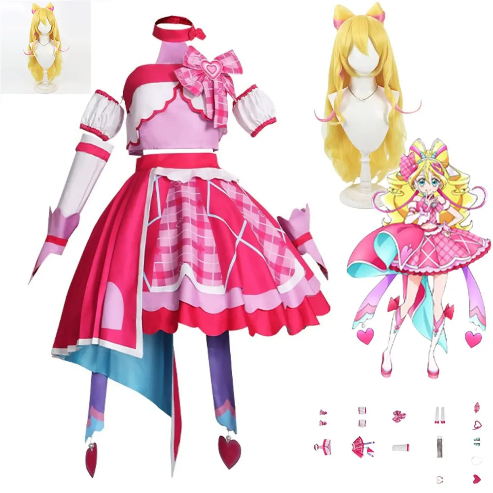 Anime You and Idol Precure Sakura Uta Cosplay Costume Pink Grid Princess Dress Wig Woman Cute Birthday Carnival Party Dress Up
Anime You and Idol Precure Sakura Uta Cosplay Costume Pink Grid Princess Dress Wig Woman Cute Birthday Carnival Party Dress Up