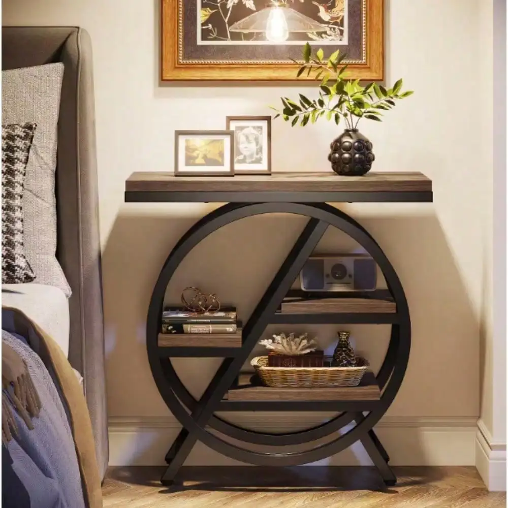 Rectangle End Table with Geometric Metal Frame Industrial Nightstand Bedside Table,Side End Table, Small Accent Storage Cabinet
Rectangle End Table with Geometric Metal Frame Industrial Nightstand Bedside Table,Side End Table, Small Accent Storage Cabinet