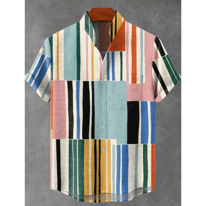 2025 Summer New Color Blocked Art Elegant Pattern Printed Linen Short Sleeved Shirt Comfortable High Quality Button Men's Top
2025 Summer New Color Blocked Art Elegant Pattern Printed Linen Short Sleeved Shirt Comfortable High Quality Button Men's Top