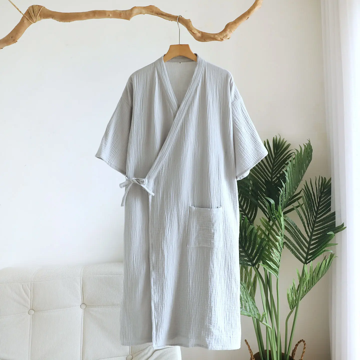 2026 Summer Women's New 100% Cotton Crepe Solid Color Drawstring Water Absorbing Short Sleeve Sleep Robe Thin Home Clothing
2026 Summer Women's New 100% Cotton Crepe Solid Color Drawstring Water Absorbing Short Sleeve Sleep Robe Thin Home Clothing