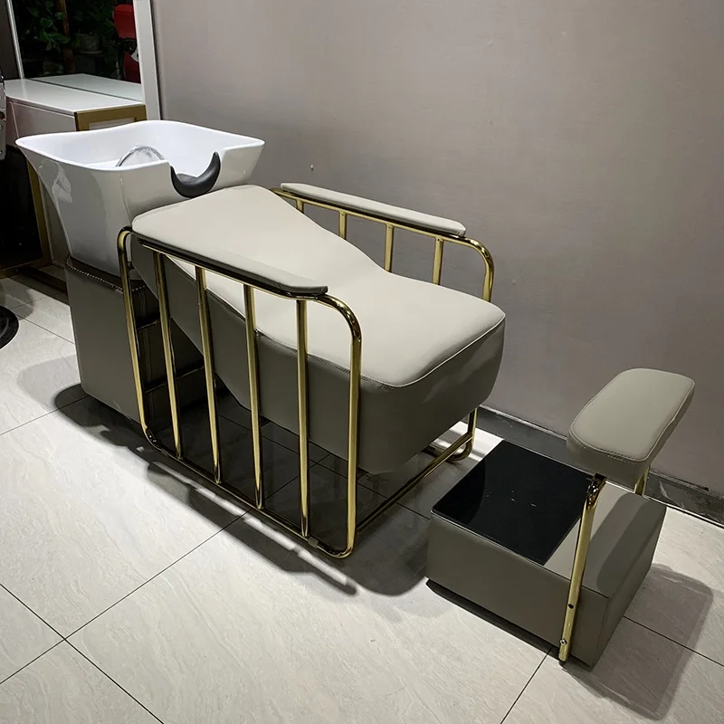 Modern Good Quality Synthetic Leather Hair Salon Shampoo Chairs Luxury Gold Hair Washing Unit
Modern Good Quality Synthetic Leather Hair Salon Shampoo Chairs Luxury Gold Hair Washing Unit