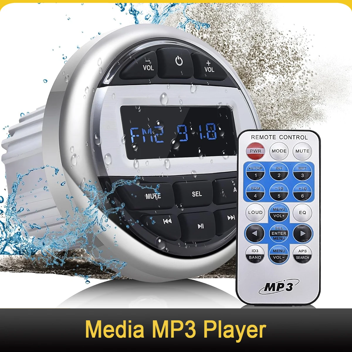 Digital Media MP3 Player Boat Stereo Radio System Marine Audio Receiver, USB, AM/FM Radio Receiver for Boat Golf Cart Truck RV
Digital Media MP3 Player Boat Stereo Radio System Marine Audio Receiver, USB, AM/FM Radio Receiver for Boat Golf Cart Truck RV